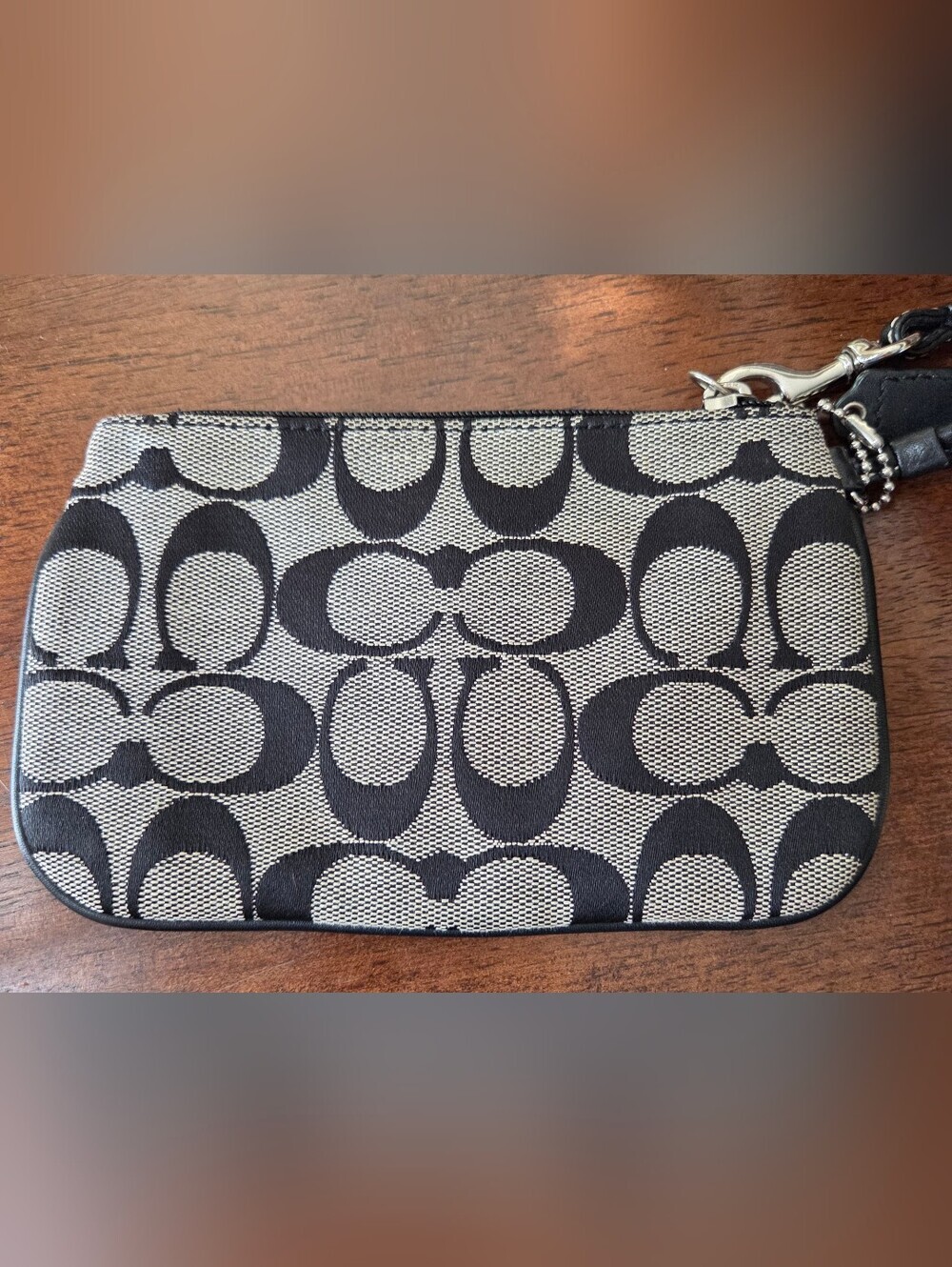Coach Y2K Signature Skinny Monogram Canvas Wristlet Black Gray - Picture 4 of 8